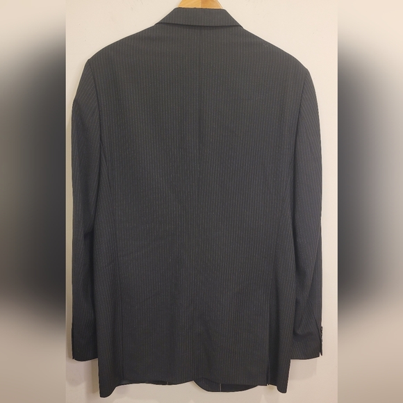Black Pinstripe Blazer 42L Career Interview Suit Jacket Express - Picture 2 of 8
